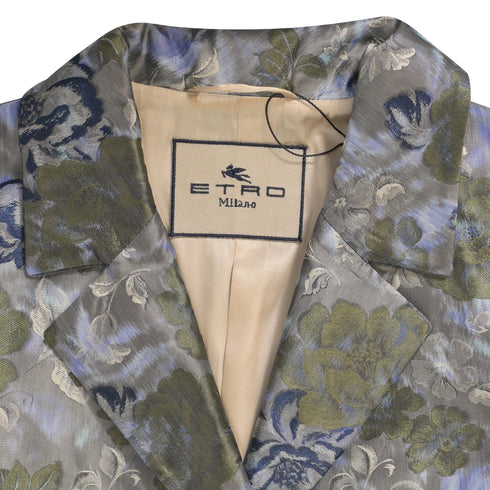 Women's Etro Floral Jacquard Long Coat in Multicolor Polyester