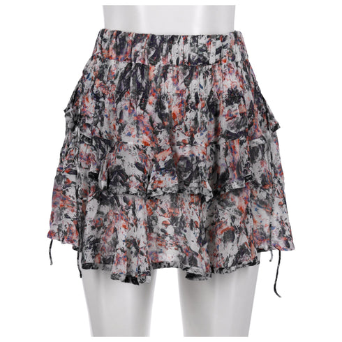Women's Iro Paris Megan Printed Ruffle Mini Skirt in Multicolor Viscose