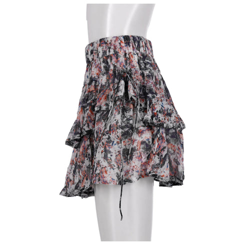 Women's Iro Paris Megan Printed Ruffle Mini Skirt in Multicolor Viscose