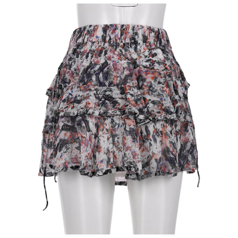 Women's Iro Paris Megan Printed Ruffle Mini Skirt in Multicolor Viscose