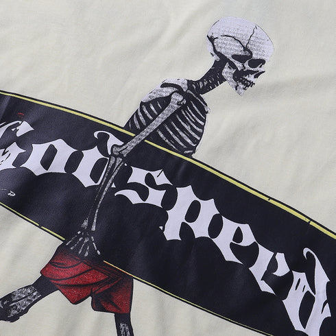 Godspeed T-shirts Skateboard Skull Junior Print Cotton Casual Short Sleeve Men and Women