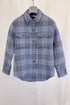 Women's Reformation Plaid Print Button-Down Jacket in Blue Wool