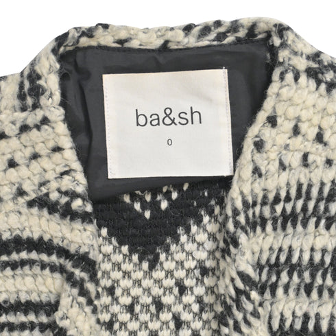 Women's Ba&Sh Ilda Open Knit Belted Cardigan in Black and White Polyester