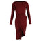 Women's Vivienne Westwood Knee-Length Long Sleeve Draped Dress in Maroon Cotton