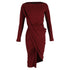 Women's Vivienne Westwood Knee-Length Long Sleeve Draped Dress in Maroon Cotton