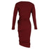 Women's Vivienne Westwood Knee-Length Long Sleeve Draped Dress in Maroon Cotton
