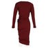 Women's Vivienne Westwood Knee-Length Long Sleeve Draped Dress in Maroon Cotton