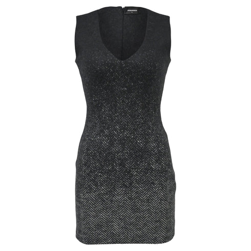 Women's Dsquared2 V-Neck Mini Dress in Grey Virgin Wool