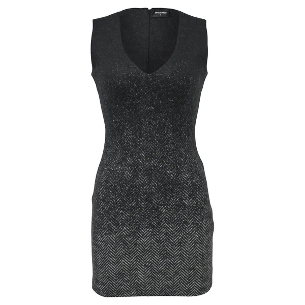 Women's Dsquared2 V-Neck Mini Dress in Grey Virgin Wool