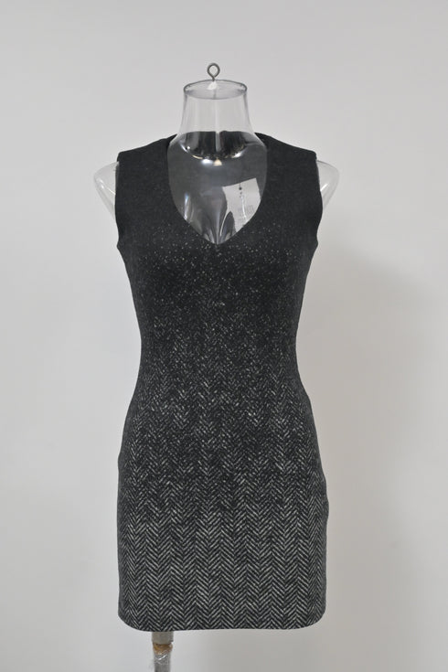 Women's Dsquared2 V-Neck Mini Dress in Grey Virgin Wool
