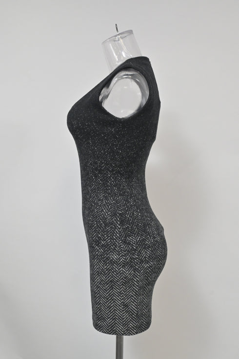 Women's Dsquared2 V-Neck Mini Dress in Grey Virgin Wool