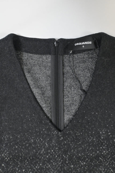 Women's Dsquared2 V-Neck Mini Dress in Grey Virgin Wool