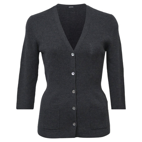 Women's Jil Sander Buttoned Cardigan in Grey Wool