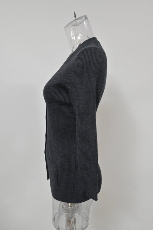 Women's Jil Sander Buttoned Cardigan in Grey Wool