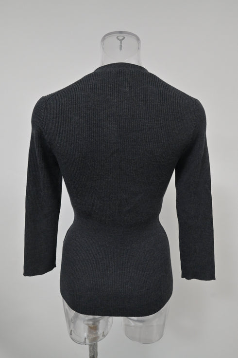 Women's Jil Sander Buttoned Cardigan in Grey Wool