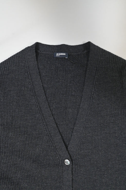 Women's Jil Sander Buttoned Cardigan in Grey Wool