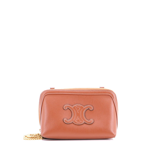 Cuir Triomphe Zip Around Chain Clutch Leather