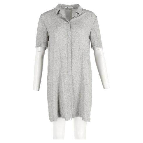 Women's Alexander Wang Mini Fray Detail Shirt Dress in Grey Cotton