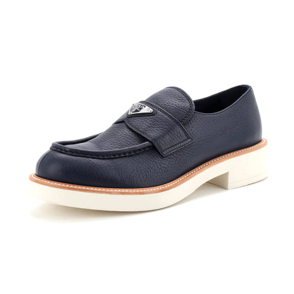 Men's Triangle Logo Loafers Spazzolato Leather