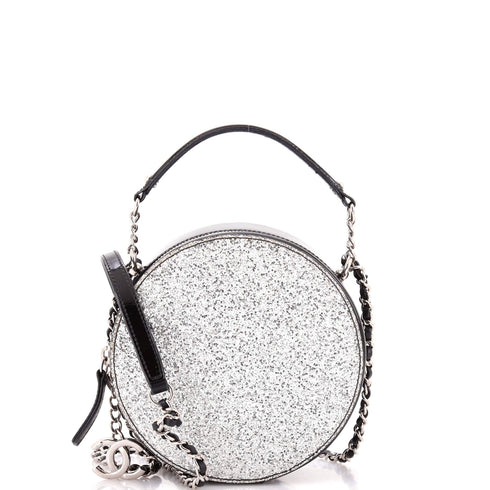 Evening On The Moon Round Evening Bag Glittered PVC with Patent Mini