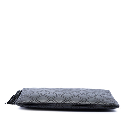 Diamond Double Stitch O Case Clutch Quilted Calfskin Large