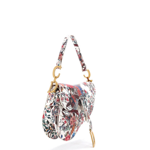 Saddle Handbag with Strap Printed Leather Medium