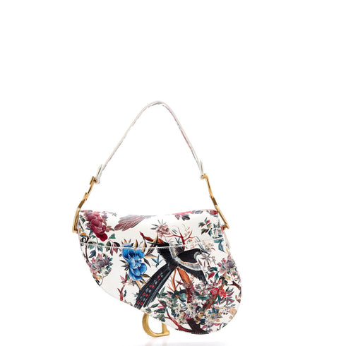 Saddle Handbag with Strap Printed Leather Medium