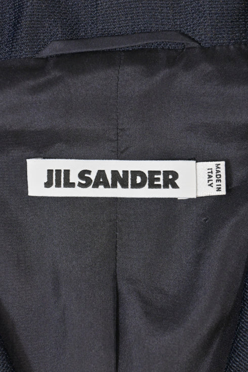 Women's Jil Sander Raw Edge Single-Breasted Blazer in Navy Blue Viscose
