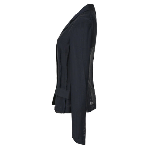 Women's Jil Sander Raw Edge Single-Breasted Blazer in Navy Blue Viscose