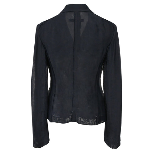 Women's Jil Sander Raw Edge Single-Breasted Blazer in Navy Blue Viscose