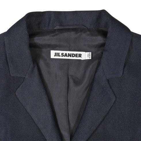 Women's Jil Sander Raw Edge Single-Breasted Blazer in Navy Blue Viscose