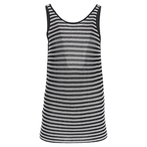 Women's Alexander Wang Knit-Striped Tank Top in Black and White Rayon