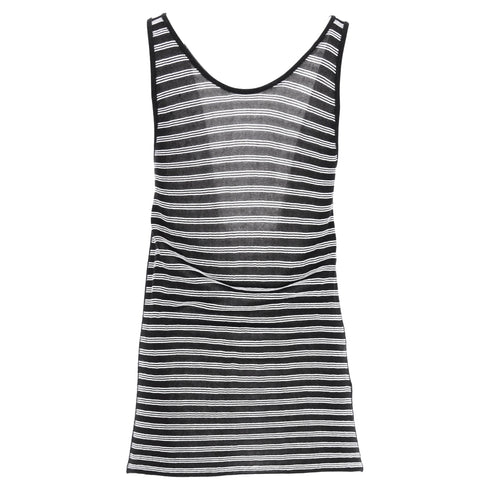 Women's Alexander Wang Knit-Striped Tank Top in Black and White Rayon