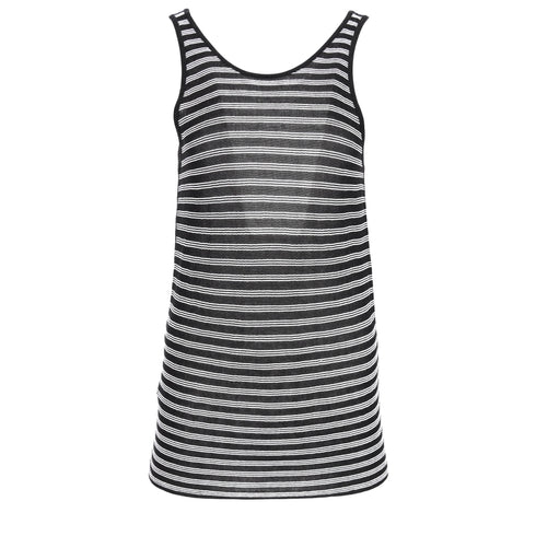 Women's Alexander Wang Knit-Striped Tank Top in Black and White Rayon