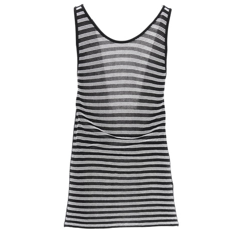 Women's Alexander Wang Knit-Striped Tank Top in Black and White Rayon