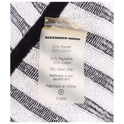 Women's Alexander Wang Knit-Striped Tank Top in Black and White Rayon