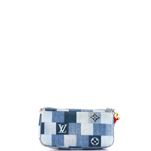 Multi Pochette Accessoires Damier and Monogram Patchwork Denim