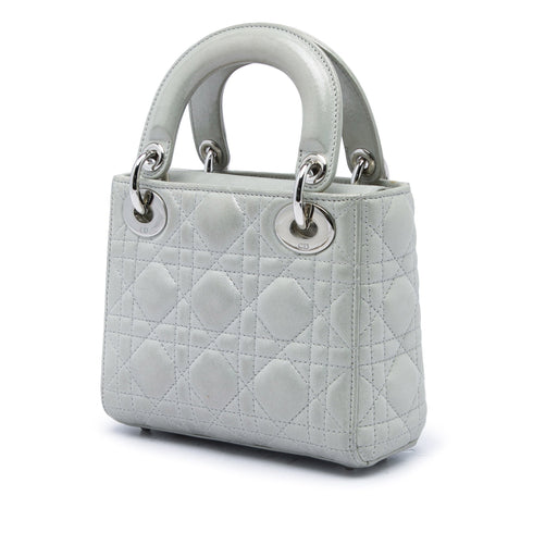 Lady Dior Chain Bag Cannage Quilt Iridescent Leather Mini