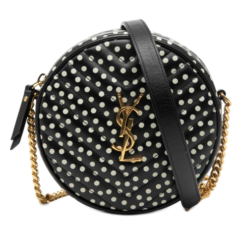 Vinyle Round Camera Bag Matelasse Chevron Leather