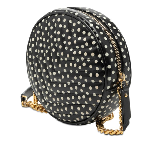 Vinyle Round Camera Bag Matelasse Chevron Leather