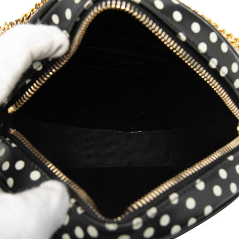Vinyle Round Camera Bag Matelasse Chevron Leather