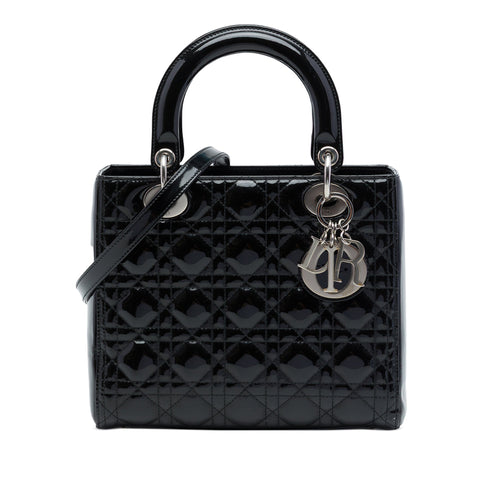 Lady Dior Bag Cannage Quilt Patent Medium