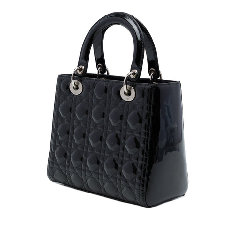 Lady Dior Bag Cannage Quilt Patent Medium
