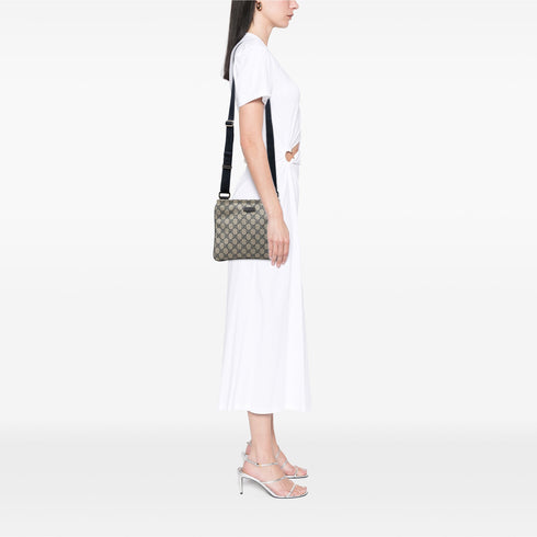 Zip Top Messenger Bag GG Coated Canvas Small