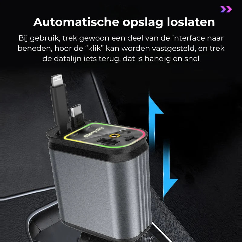 Auto-Ladegerät mit ausziehbarem Kabel