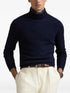 RALPH LAUREN Wool-Cotton Roll Neck Jumper Hunter Navy