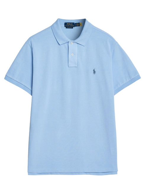 RALPH LAUREN Custom Slim Fit Mesh Polo Shirt Austin Blue