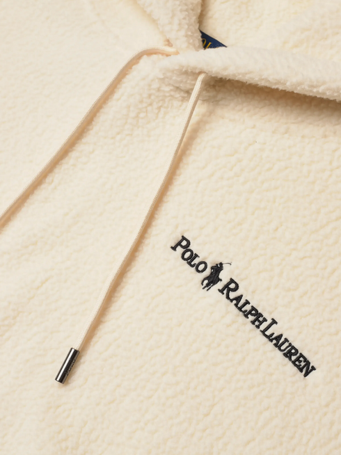RALPH LAUREN Polo Pile Fleece Hoodie Cream