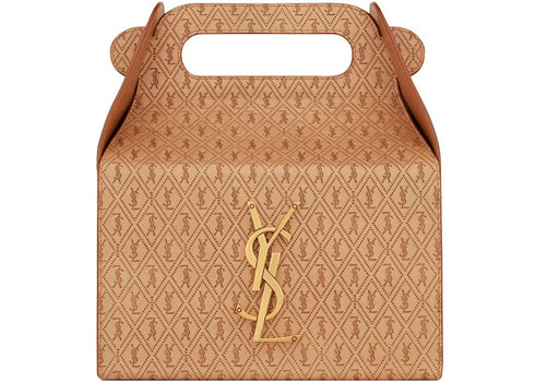 Saint Laurent Take-Away Box In Vegetable-Tanned Leather Dusty Vintage Brown Gold