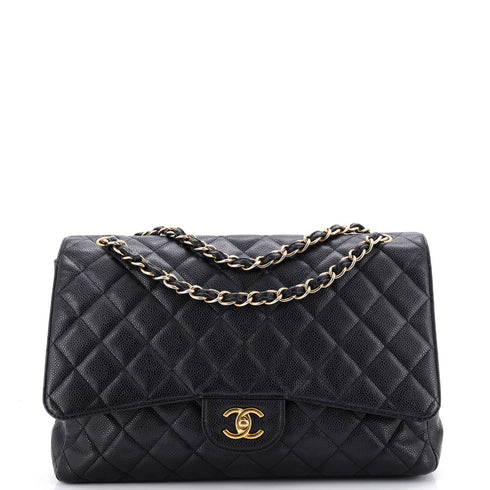 Classic Single Flap Bag Quilted Caviar Maxi